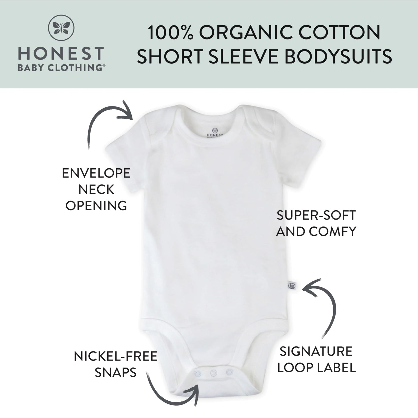 3-Pack HonestBaby Organic Cotton Bodysuits for Infants