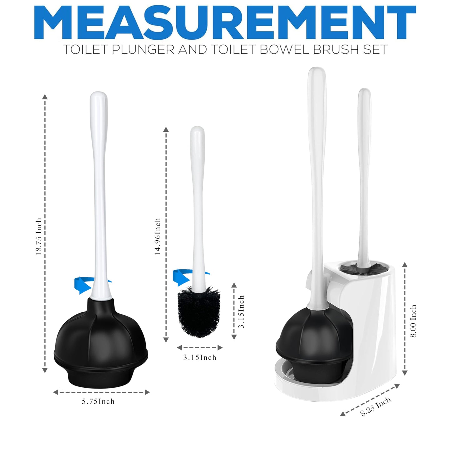 2-in-1 Toilet Brush and Plunger Set