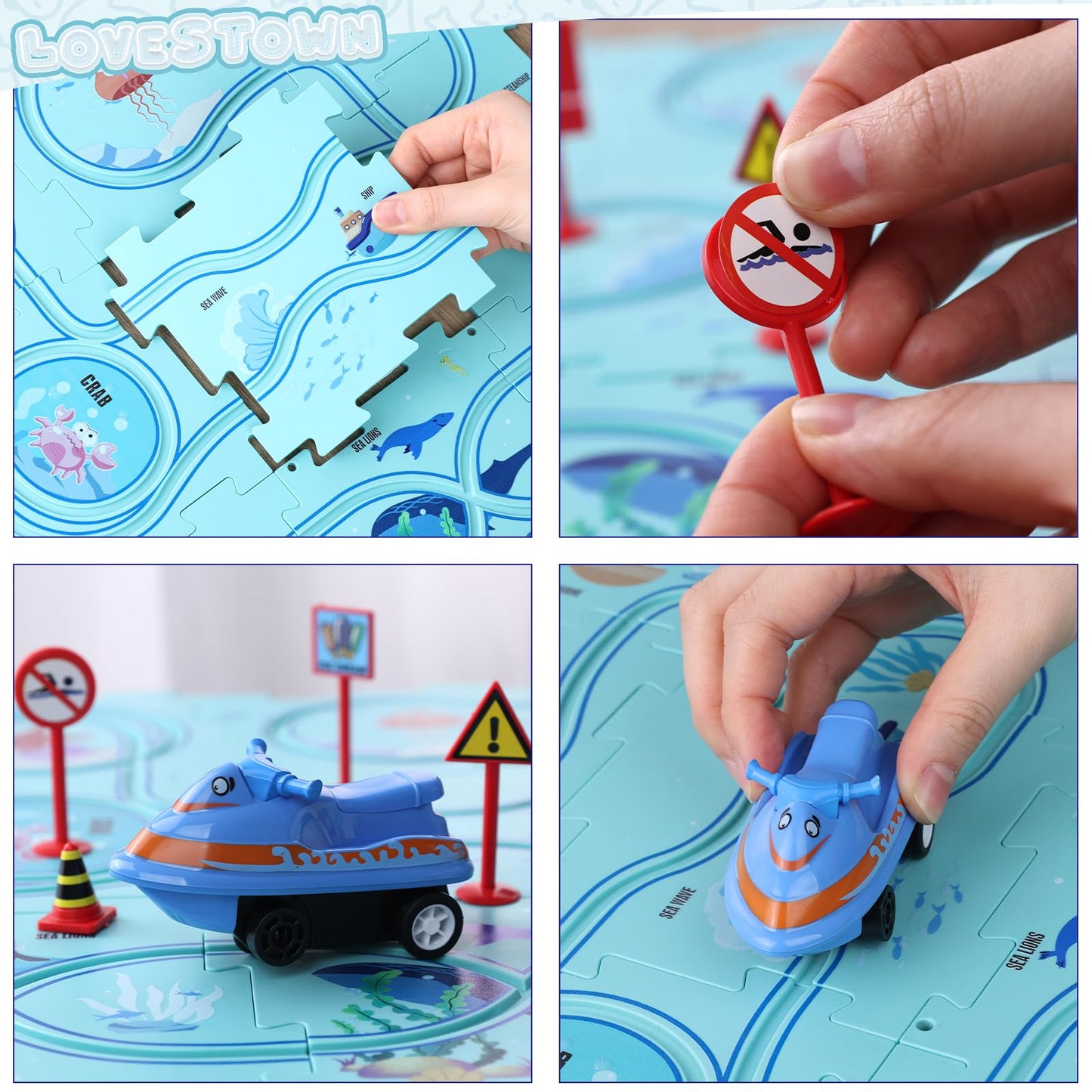 Ocean Puzzle Racer Car Track Set for Kids