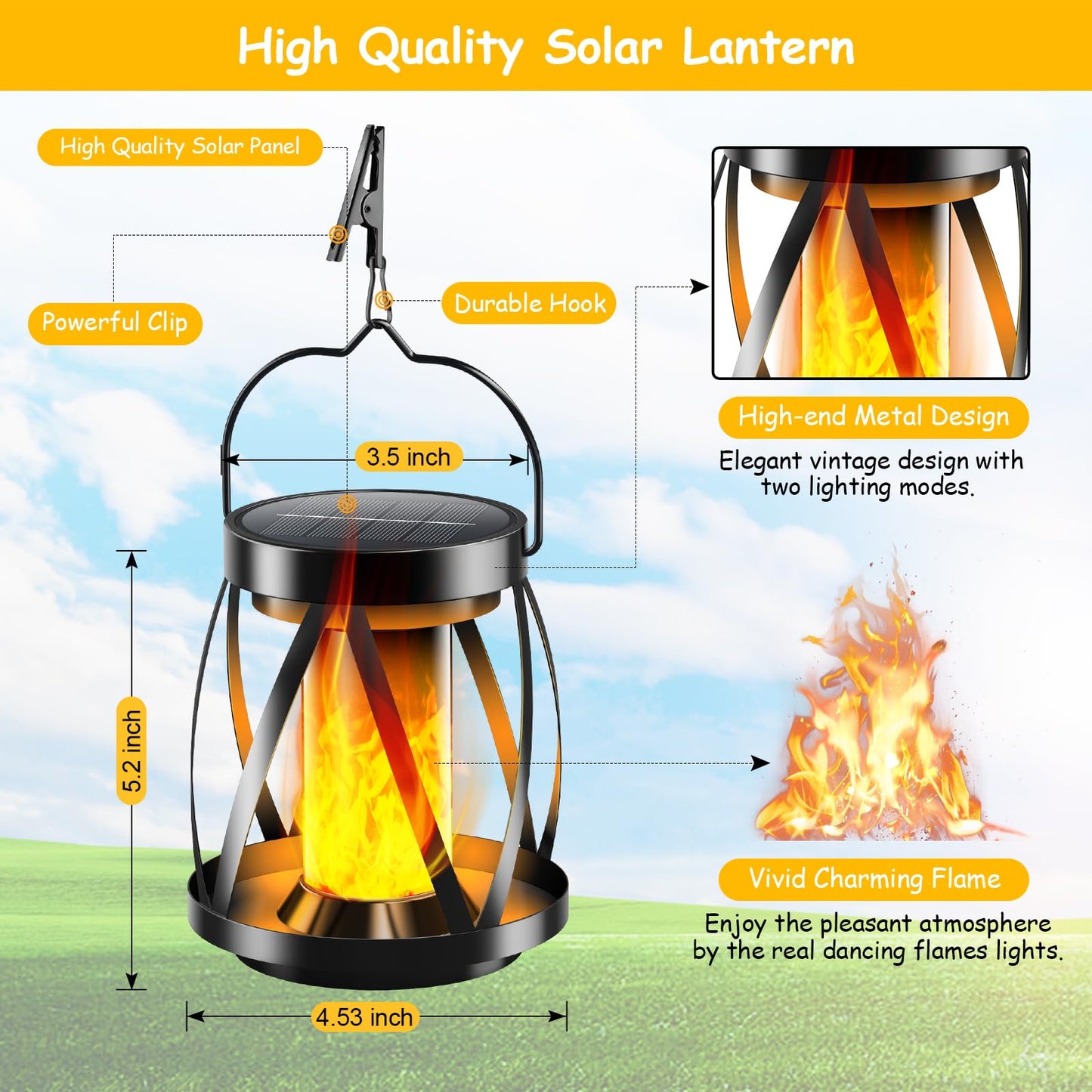 Solar Flickering Flame Lanterns - Garpar Outdoor Lights