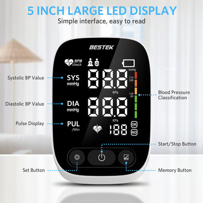 BESTEK Automatic Blood Pressure Monitor for Home Use
