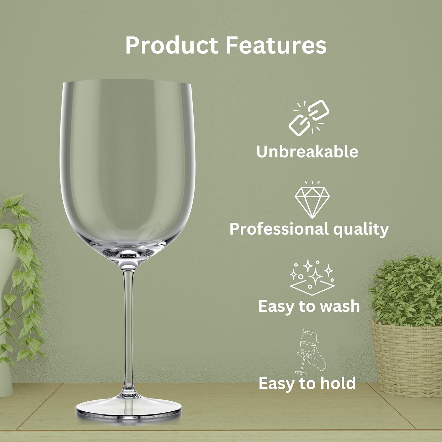 Set of 8 Elegant Unbreakable Wine Glasses