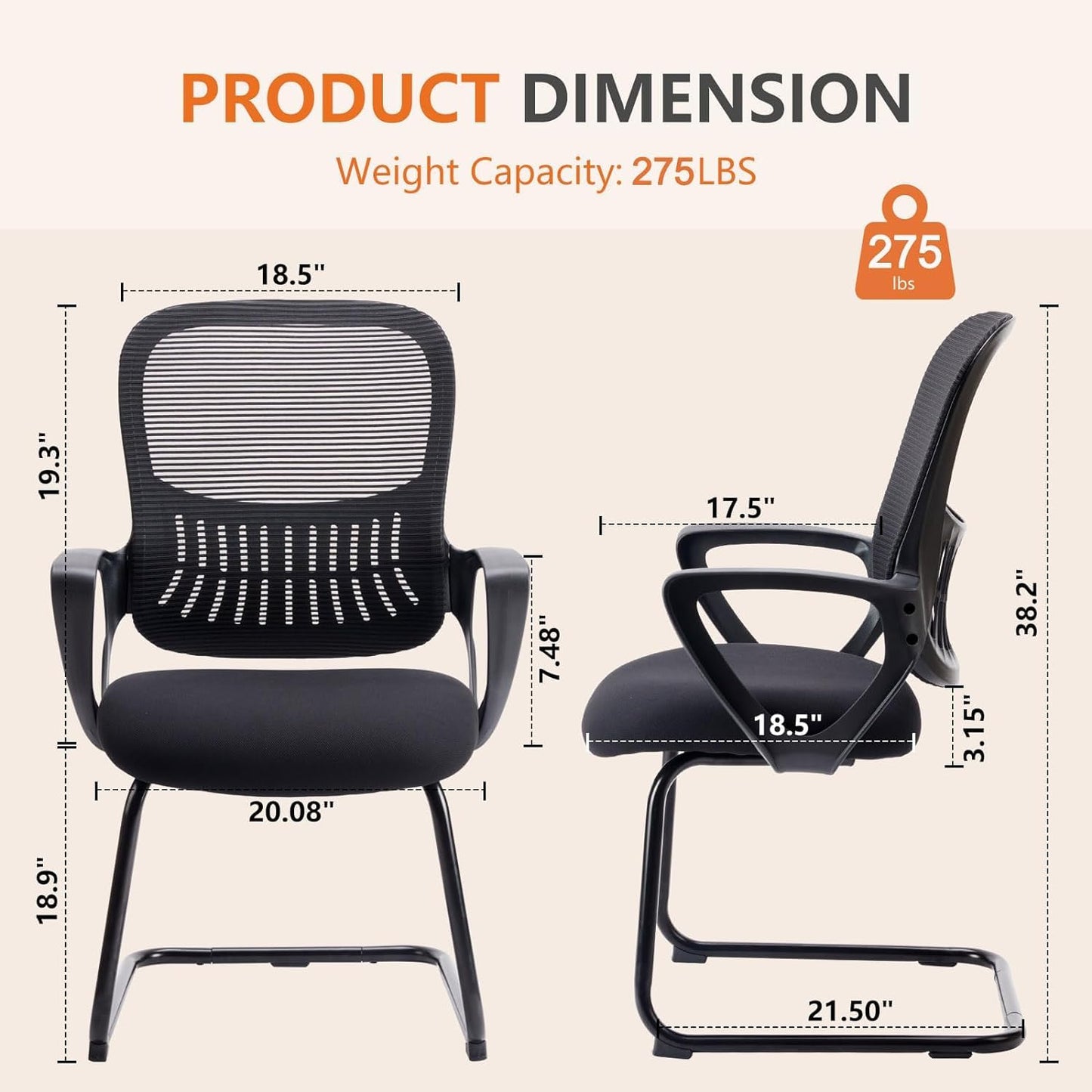 Mid Back Mesh Guest Chair Set of 2