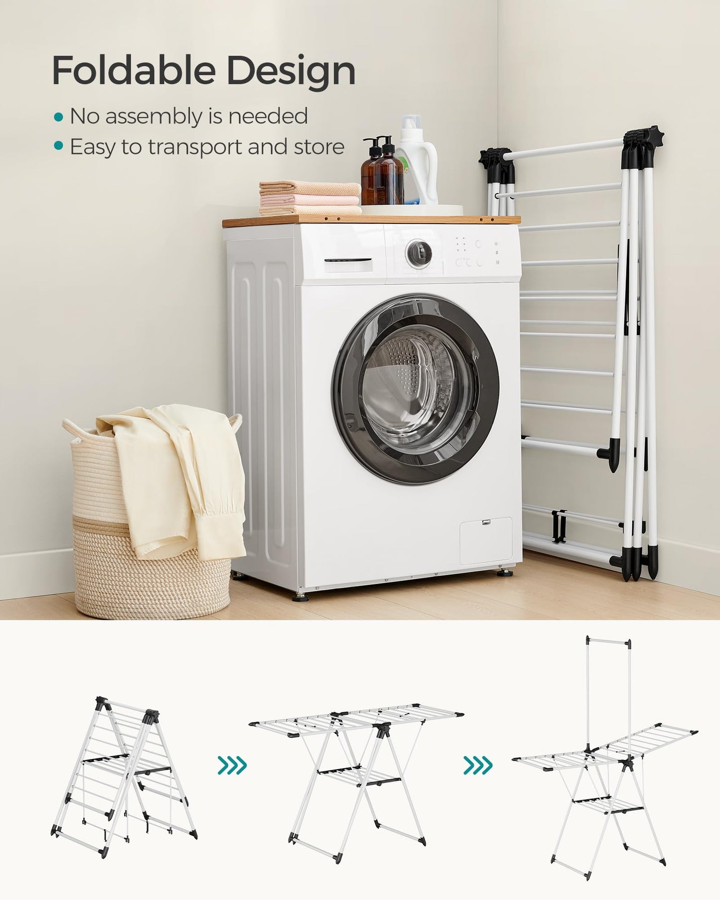 SONGMICS Foldable 2-Level Laundry Drying Rack