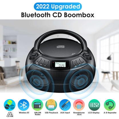 Gueray Portable CD Player Boombox with Bluetooth