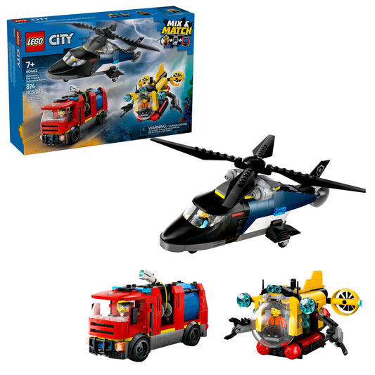 LEGO City Helicopter, Fire Truck & Submarine Set