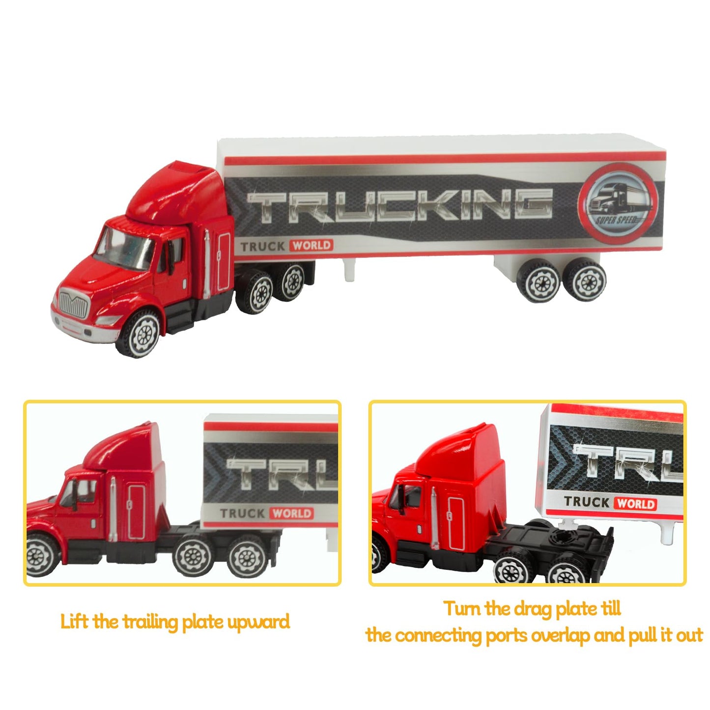 Die-Cast Toy Truck with Rocket and Excavator