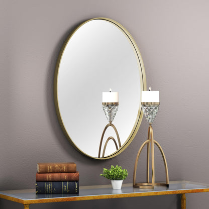 NXHOME Gold Oval Mirror for Bathroom, Matte Metal Frame Modern Circle Mirrors, Wall Mounted Entryway Decorative Farmhouse Vanity Mirror 24×36in