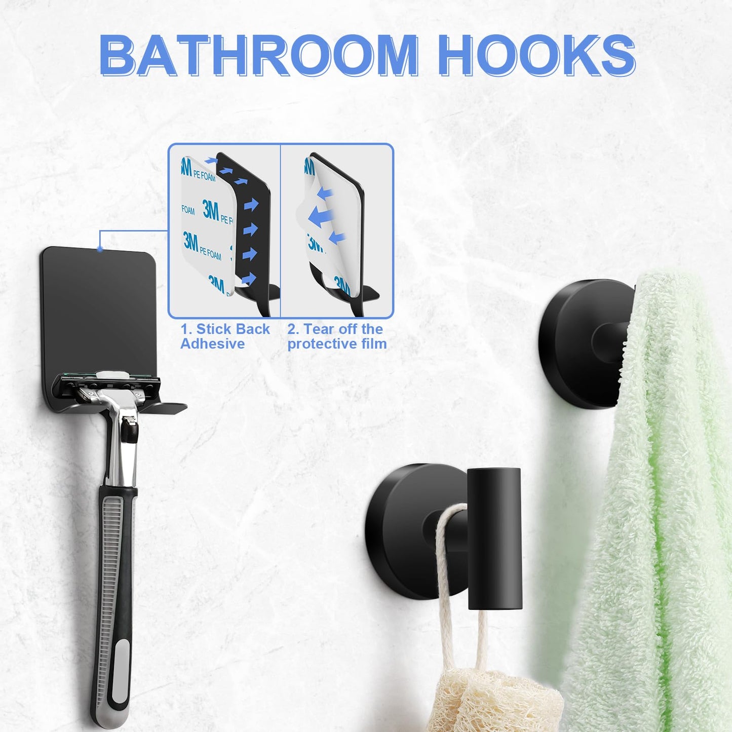 TACGEA 8-Piece Bathroom Hardware Set - Matte Black