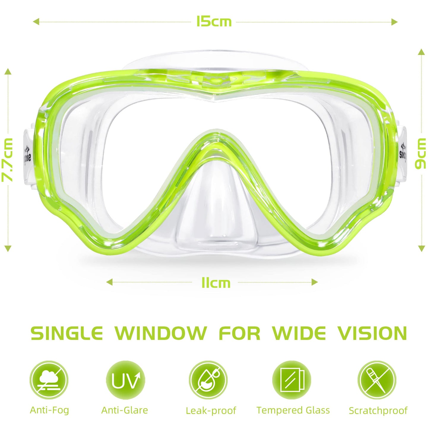 Kids Swim Goggles Snorkel Mask Diving Scuba Mask Snorkeling Goggles for Kids Boys Girls Youth, Anti-Fog 180° Clear View Kids Pool Underwater Swimming Goggles with Nose Cover, Snorkel Swim Equipment