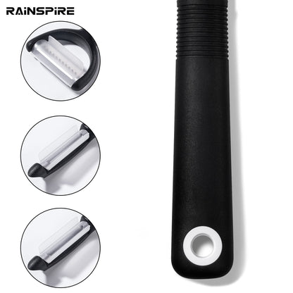 Rainspire 3-Piece Peeler Set, Premium Swivel Vegetable Peeler, Kitchen Gadgets Apple Peeler Potato Peeler Veggie Peeler Fruit Peeler, Dishwasher Safe Kitchen Accessories, Black