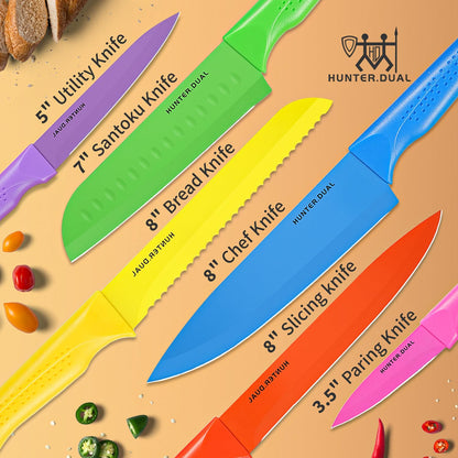 12-PC Kitchen Knife Set with Sharpener Covers