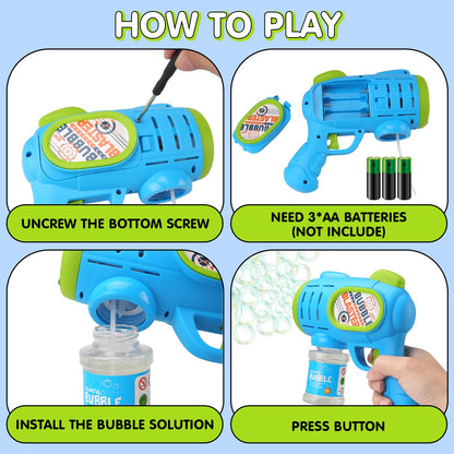 2 Pack Bubble Gun Machine for Kids Outdoor Fun