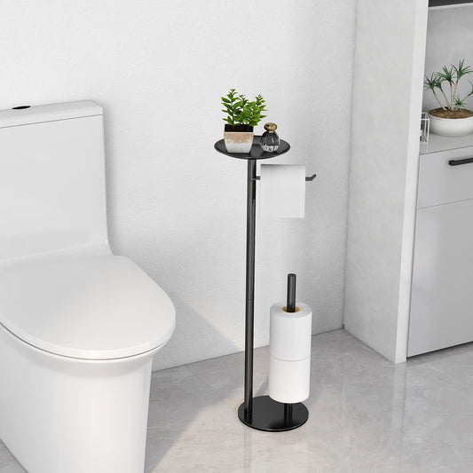 Free Standing Toilet Paper Holder with Shelf