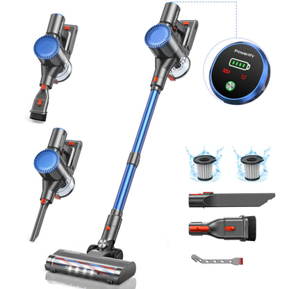 Powerffy 400W/30Kpa Cordless Vacuum Cleaner, 45 mins Rechargeable Stick Vacuum with 1.2 L Dust Cup,80000Rpm Powerful Motor Handheld Stick Vacuum for Hard Floor,Carpet,Pet Hair (N10)