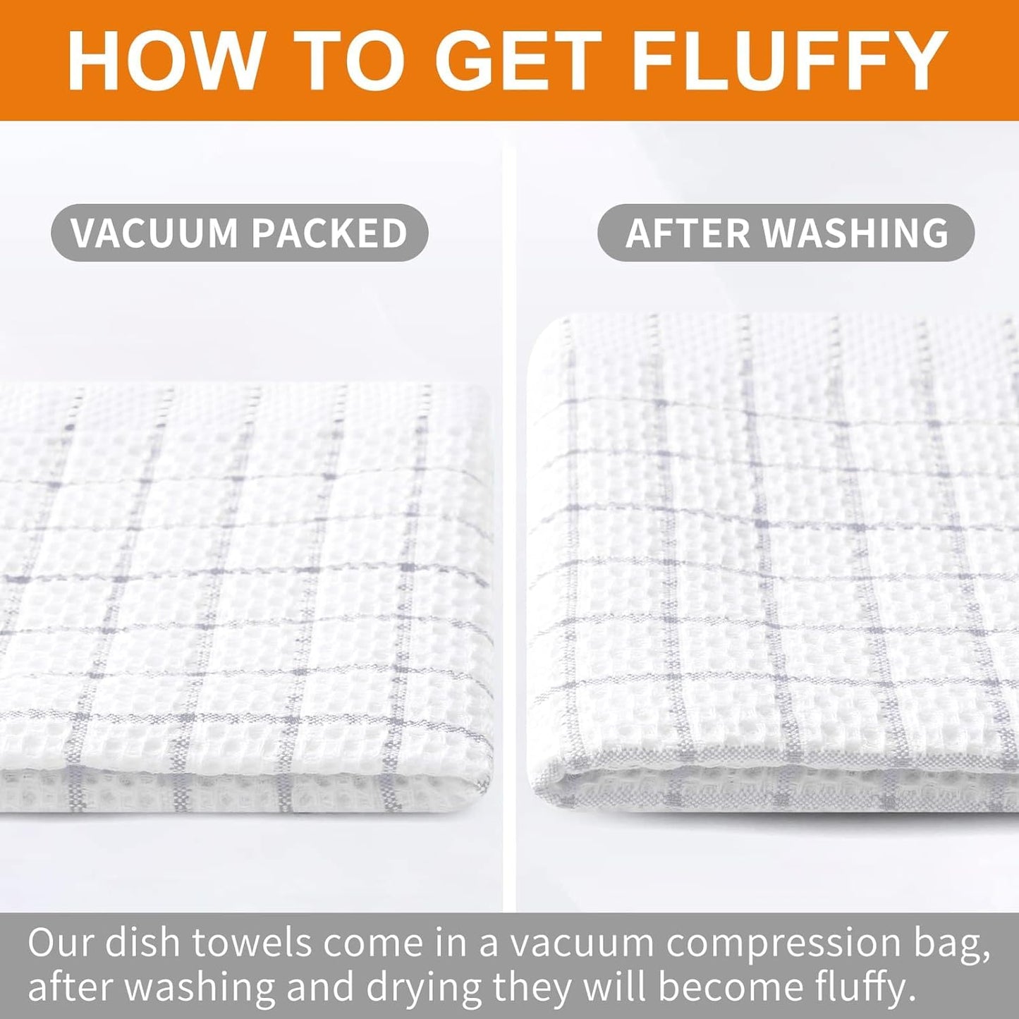 Fintale 100% Cotton Dish Cloths - Soft, Super Absorbent and Lint Free Dish Towels for Kitchen - Good for Drying and Washing Dishes - 8 Pack (Lattice Designed, Light Grey) - 12 x 12 Inches