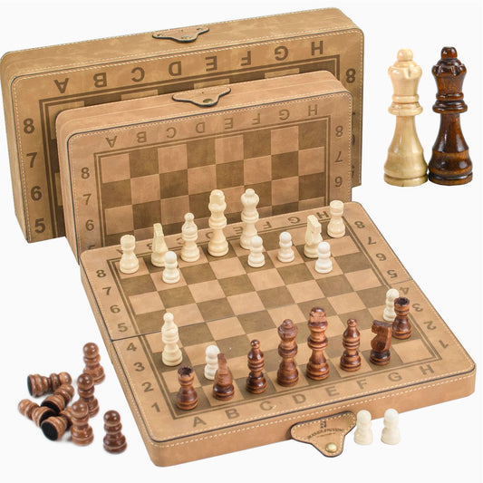 15inch Chess Set, Magnetic Chess Borad Classic Chess Game Set with Pieces Storage for Family Game Night Ideal Chiristams Gift for Families