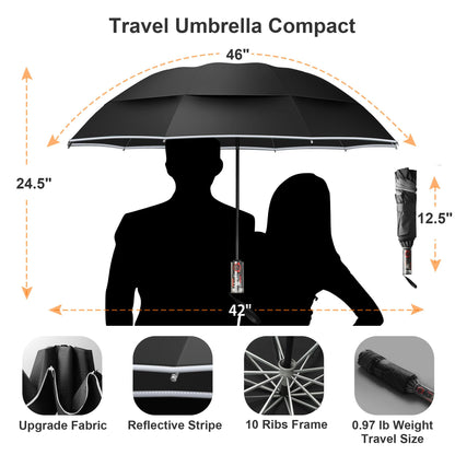 Compact Windproof Golf Umbrella with Double Canopy