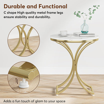 Tribesigns Round Faux Marble Side Table Set