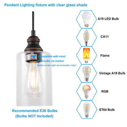 3-Pack Pendant Ceiling Lights with E26 Base