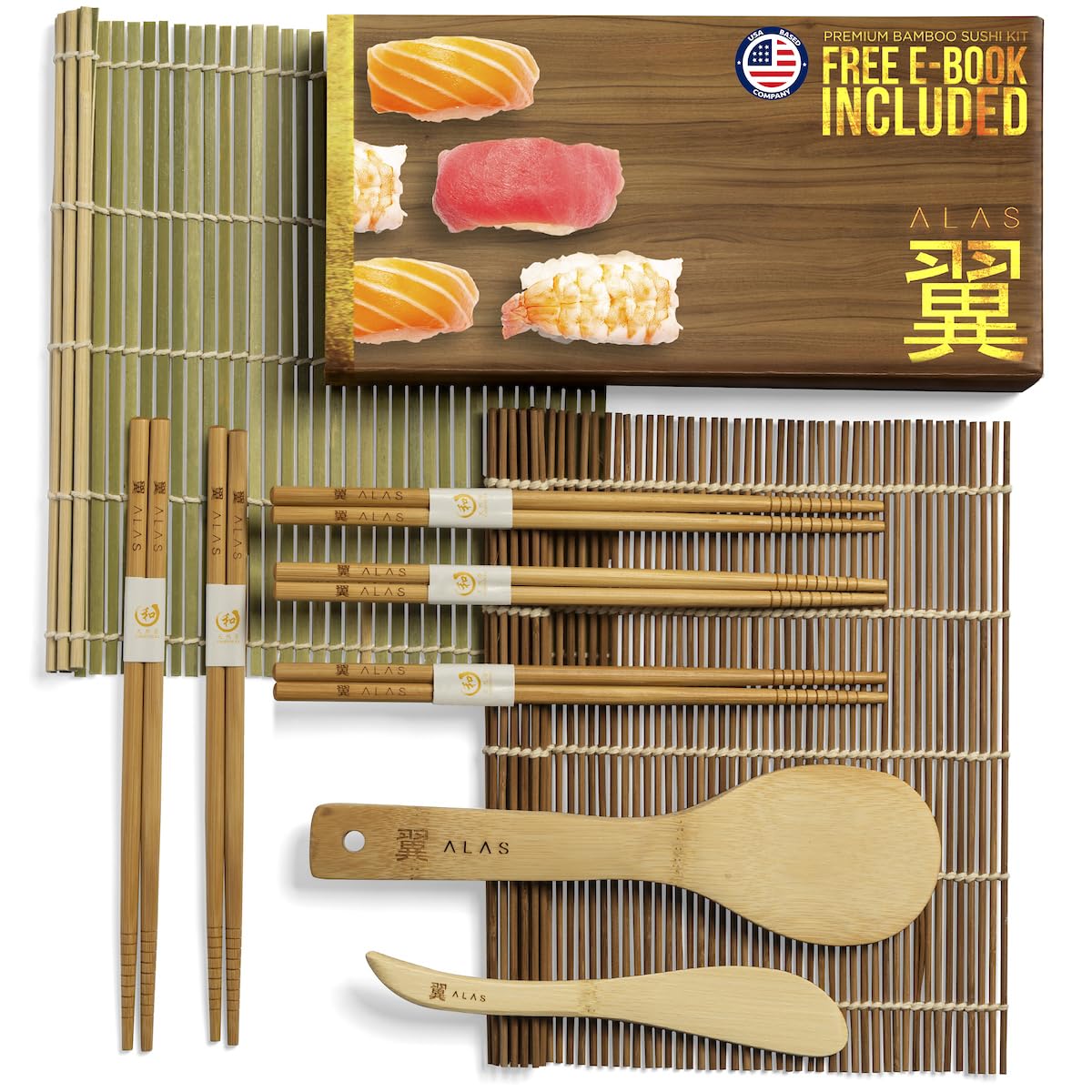 Sushi Making Kit with Bamboo Roller and Mat