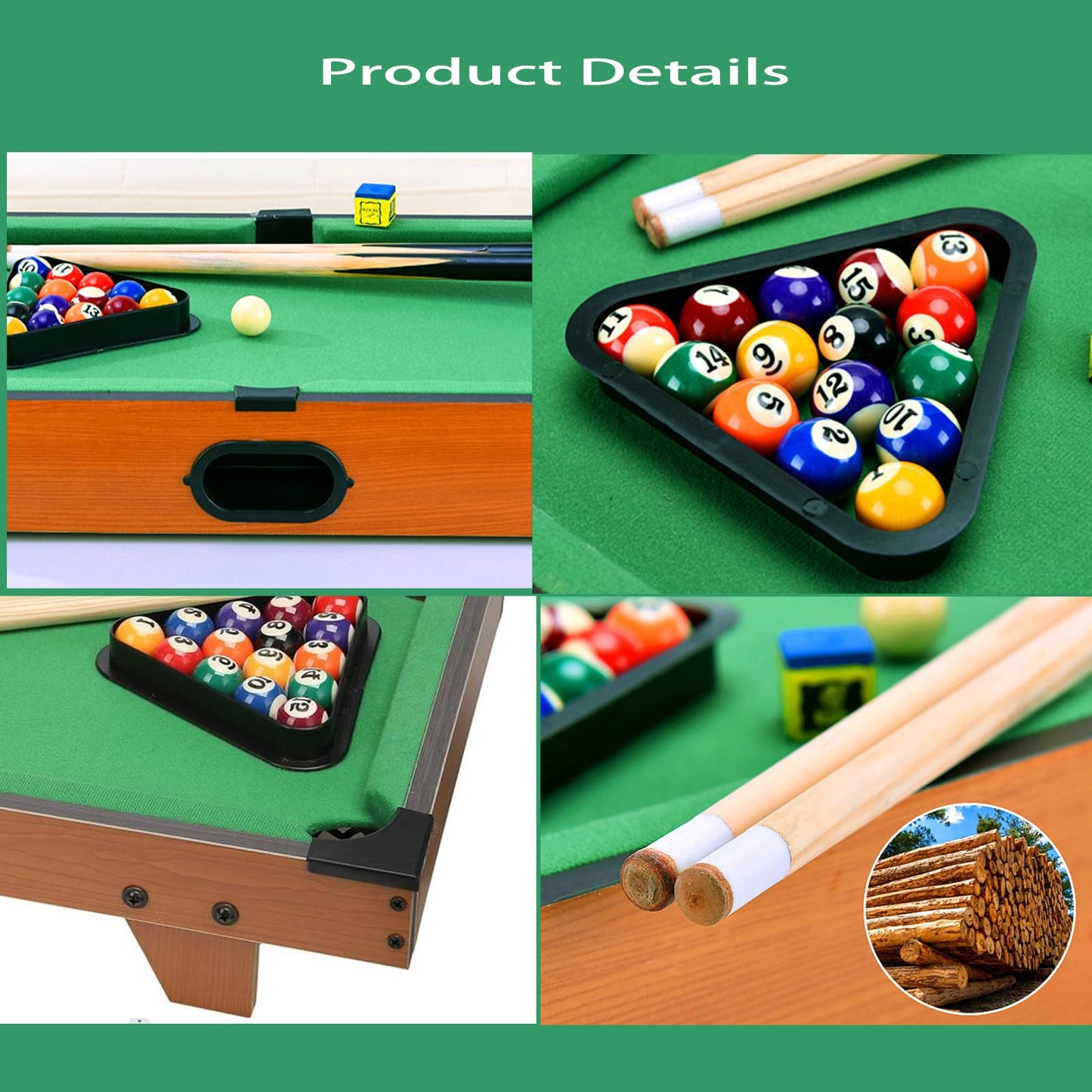 Hora de Lima Mini Pool Table for Kids Mini Billiards Table-Top Game Pool Table Toy for Cat Pool Tables Fun for Kids Birthday Children's Day Gift (27")
