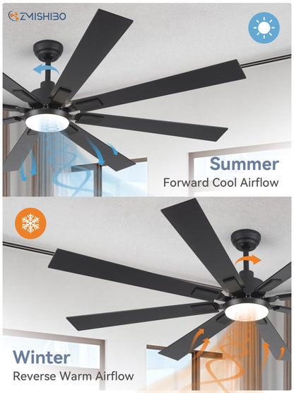 ZMISHIBO 72" Ceiling Fan with Lights & Remote