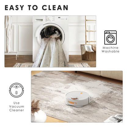 5x7 Modern Abstract Area Rug - Low-Pile, Washable