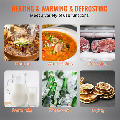 VEVOR Electric Warming Tray, Food Warming Trays for Buffet, Fast Heating Warming Trays, Portable Tempered Glass Heating Tray, ETL, 16.5" x 11"