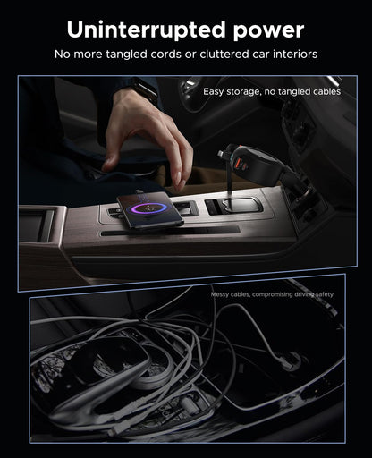 4-in-1 Fast Car Charger with Retractable Cables