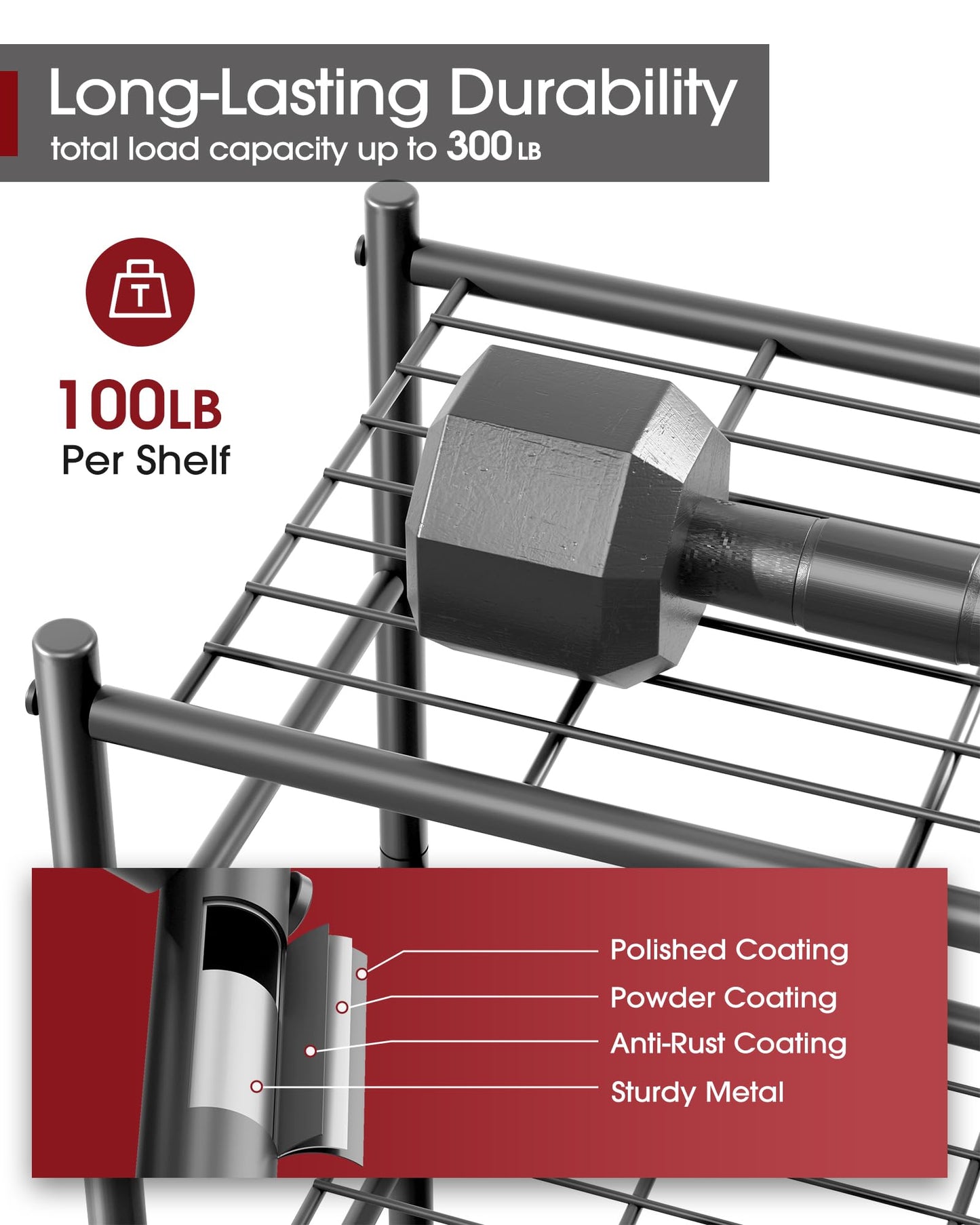 3-Tier Metal Storage Shelves for Garage