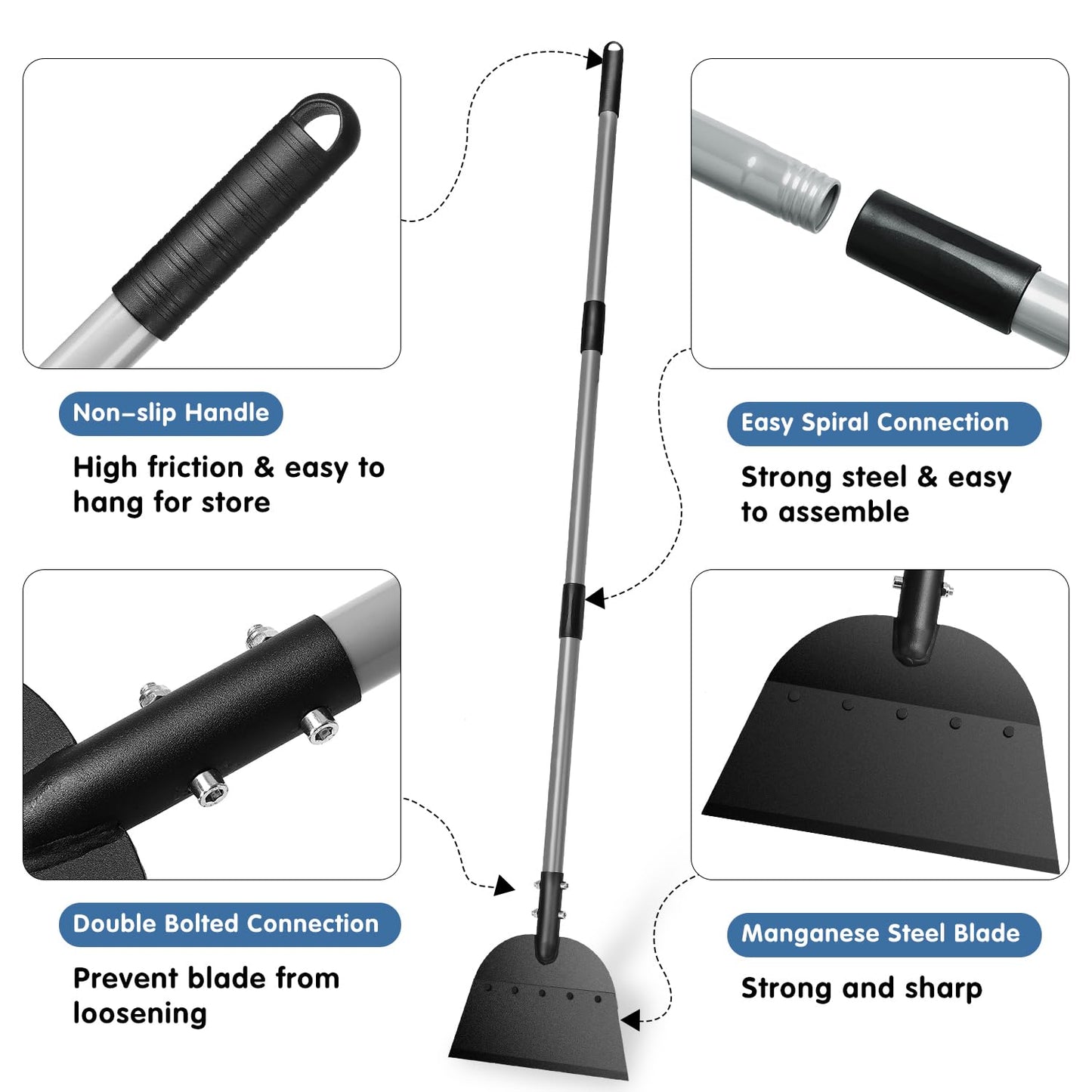 REAPALOT Stainless Steel Snow Shovel for Driveway