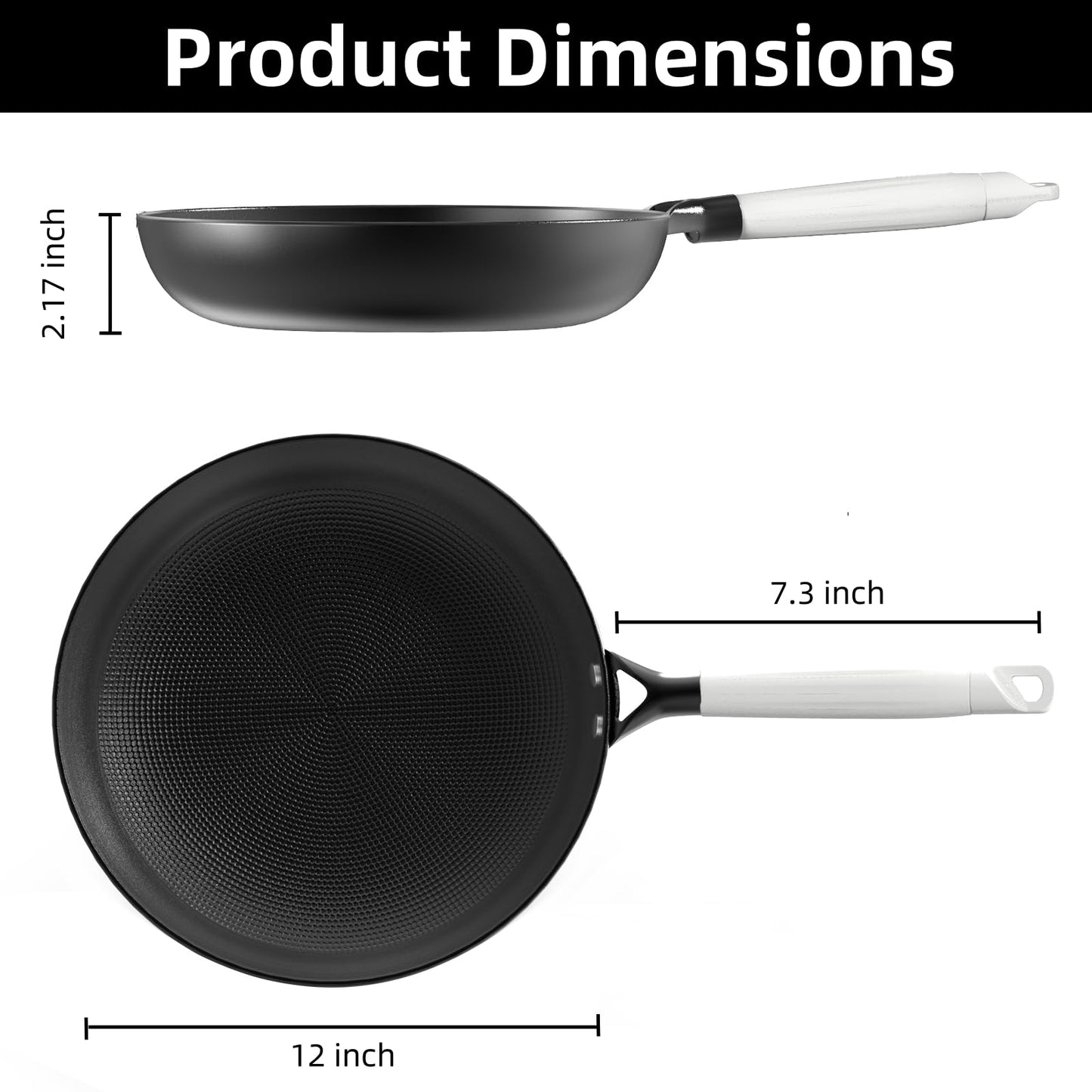 12 Inch Nonstick Frying Pan with Removable Handle
