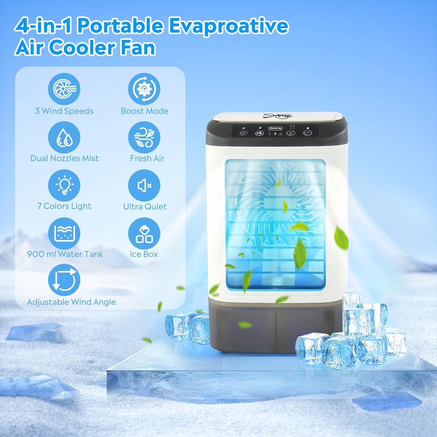 Portable Air Cooler with 900ml Water Tank