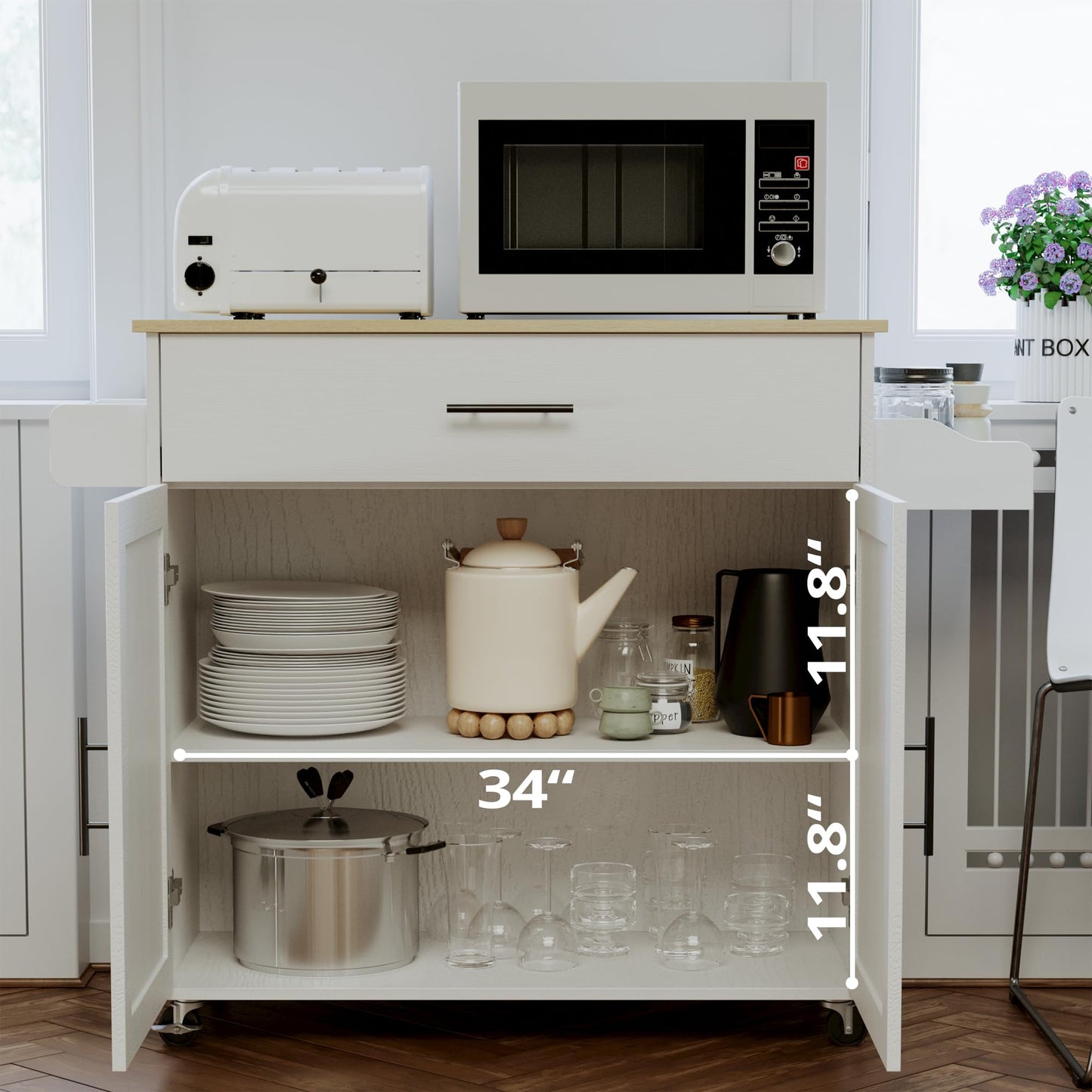 IRONCK Rolling Kitchen Island Cart with Storage
