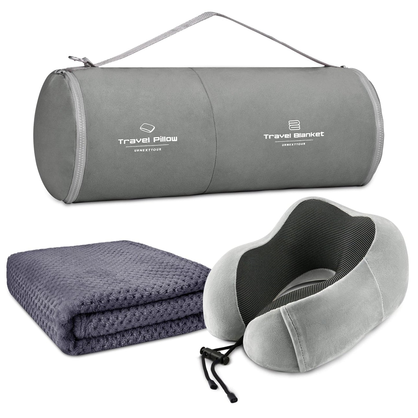 Travel Pillow and Blanket Set for Airplane