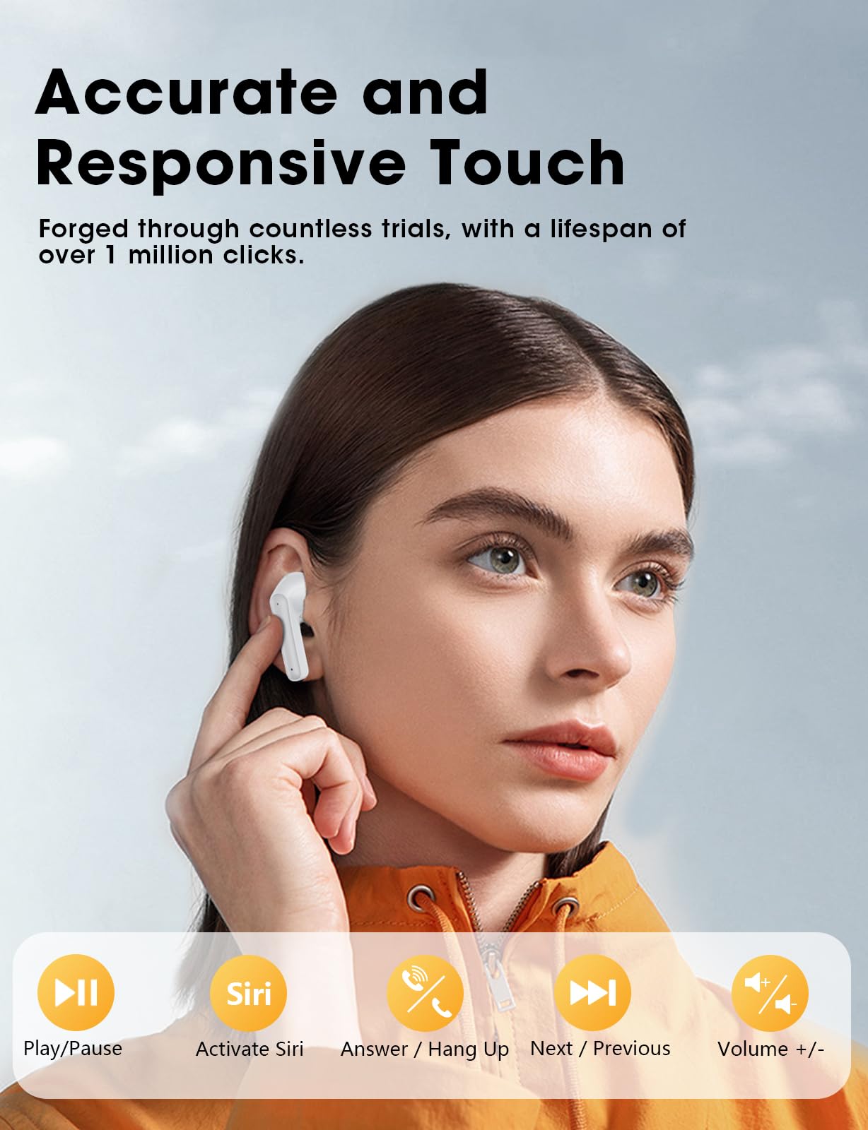 Wireless Earbuds, Bluetooth Ear Buds with Big Bass Stereo Sound, 48 Hours Playtime, Lightweight in-Ear Fit Earphones, IPX7, Hands-Free Calls with AI for iPhone, Android, Pad, Sports, Workout Black