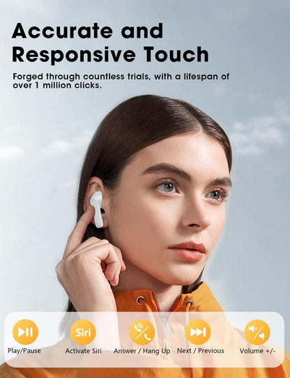 Wireless Earbuds, Bluetooth Ear Buds with Big Bass Stereo Sound, 48 Hours Playtime, Lightweight in-Ear Fit Earphones, IPX7, Hands-Free Calls with AI for iPhone, Android, Pad, Sports, Workout Black