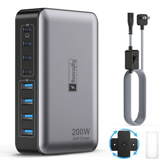 200W USB C Fast Charger with 8 Ports
