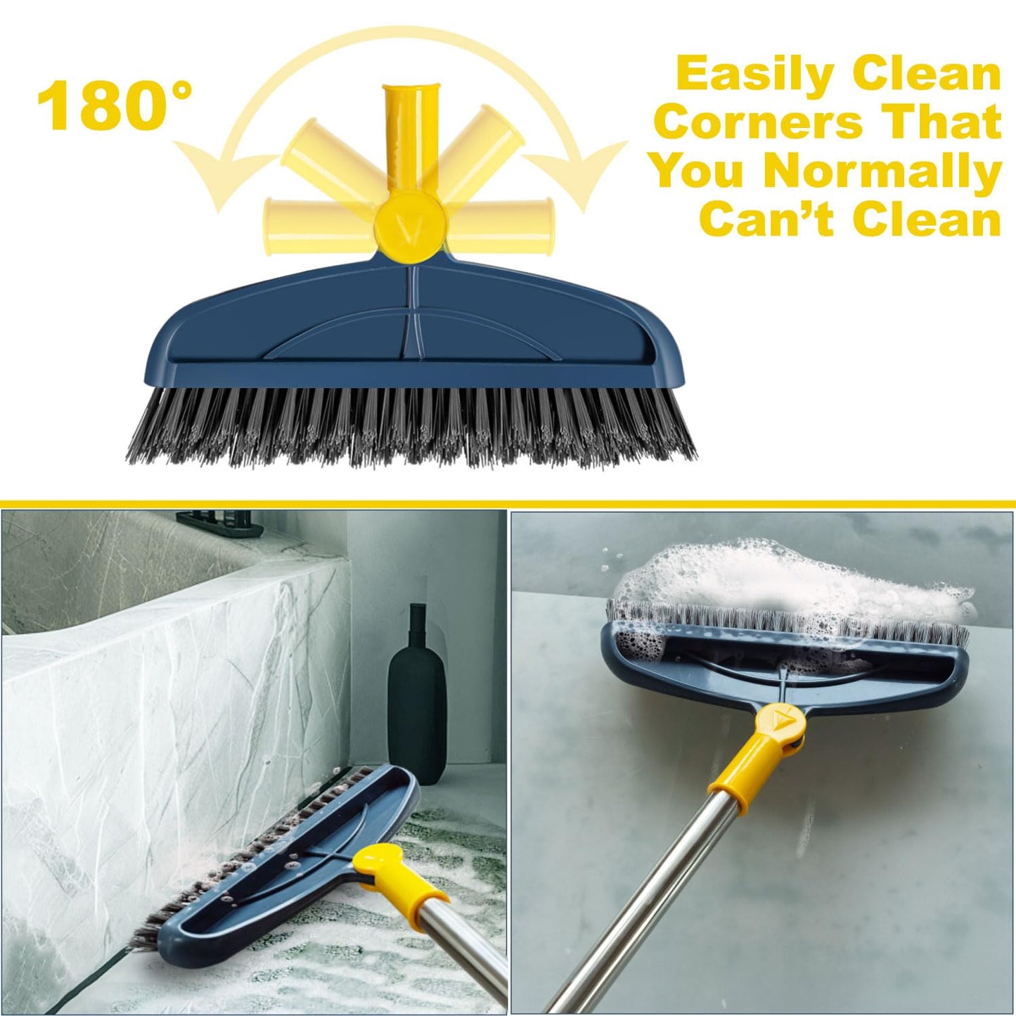 Grout Cleaning Brush with Long Handle and Scraper