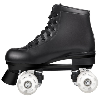 PERZCARE Roller Skates for Women,Double Row 4 Wheels Shiny Quad Men Skates,PU Leather High-top Roller Skates for Girls/Boys/Ladies/Unisex Indoor/Outdoor