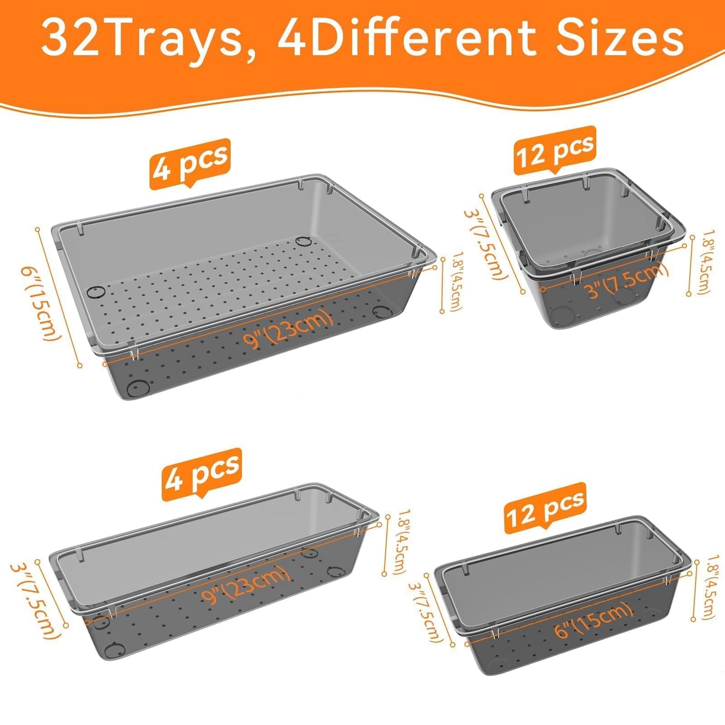 32 PCS Drawer Organizer Set for Home and Office