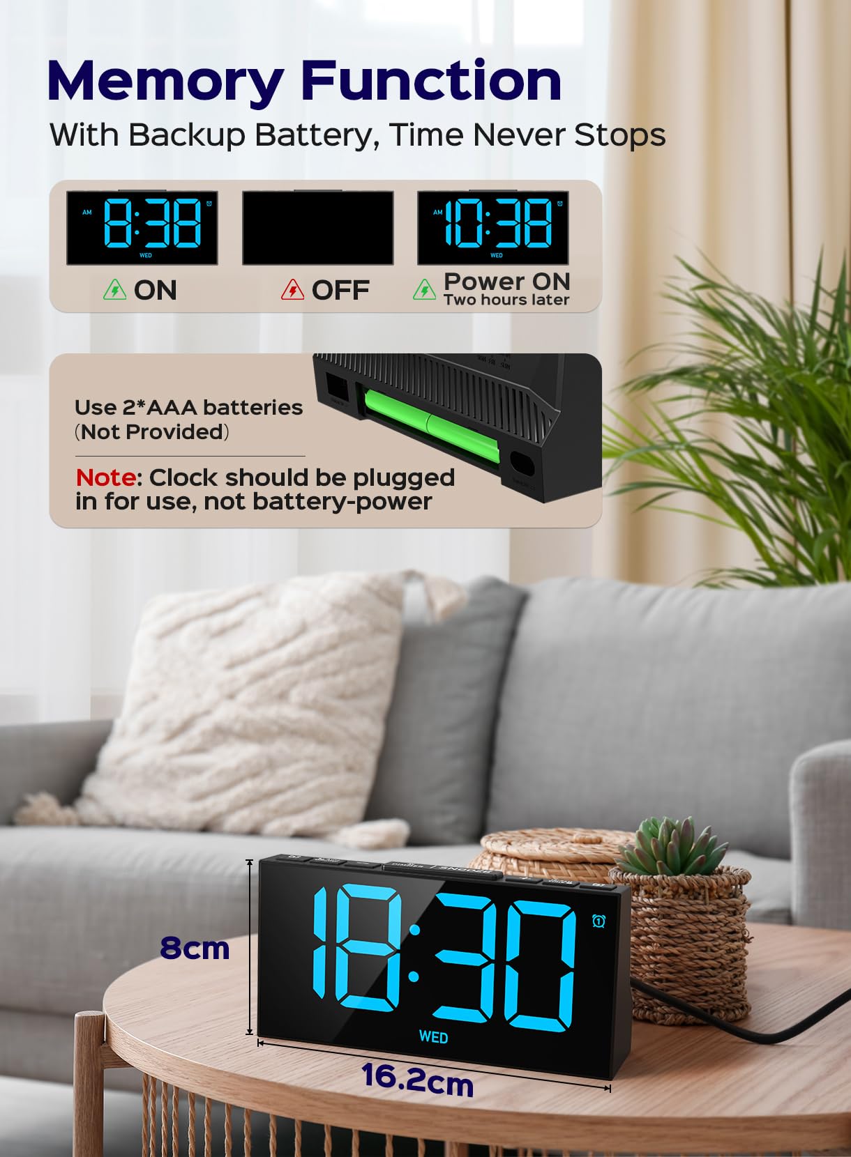 GOLOZA Digital Alarm Clock with USB and Snooze