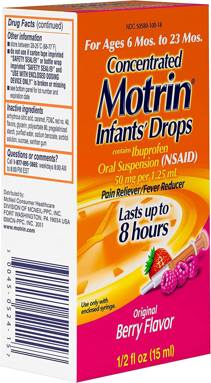 Motrin Infants Ibuprofen Drops, Berry Flavor, 2-Pack