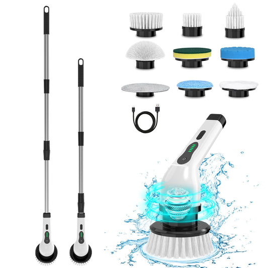 Cordless Electric Spin Scrubber with 9 Brush Heads