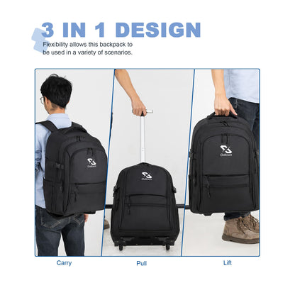 Rolling Backpack with Wheels - Water-Resistant Luggage