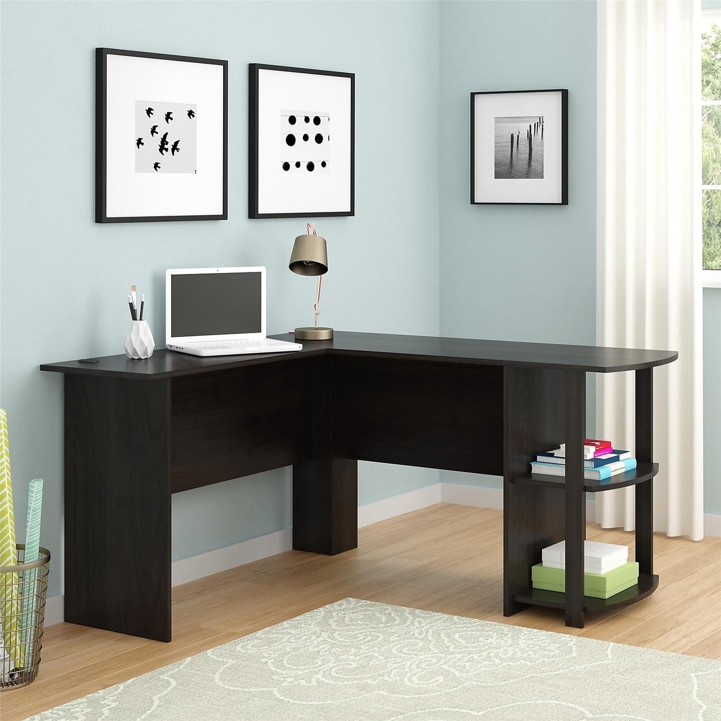 Ameriwood Home Dakota L-Desk with Bookshelves, Espresso