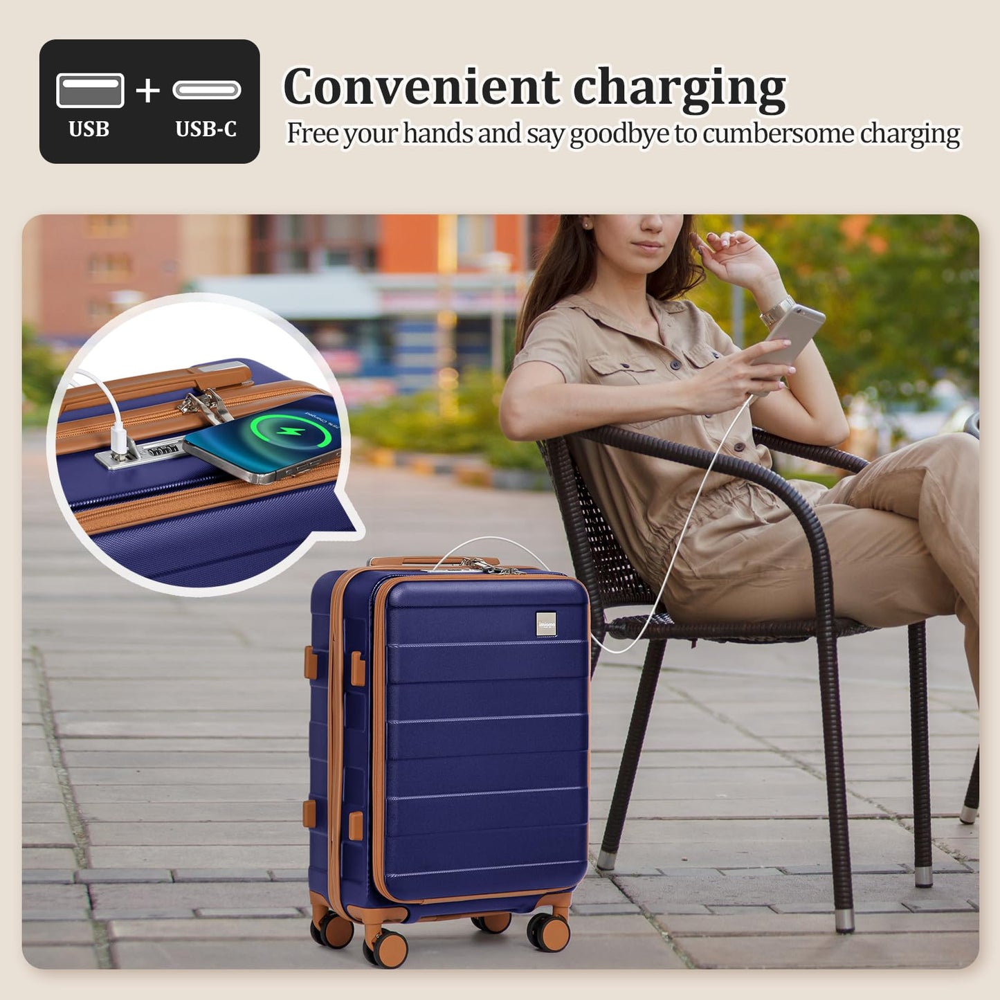 imiomo 20 Inch Hard Shell Carry On Luggage