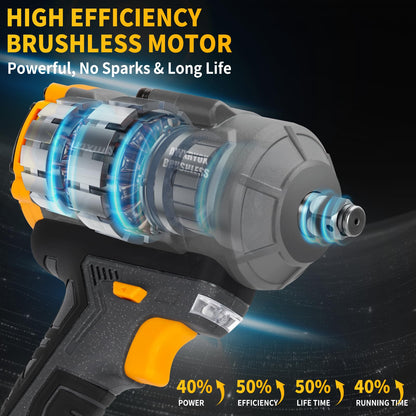 1300Nm Cordless Impact Wrench with Battery & Case