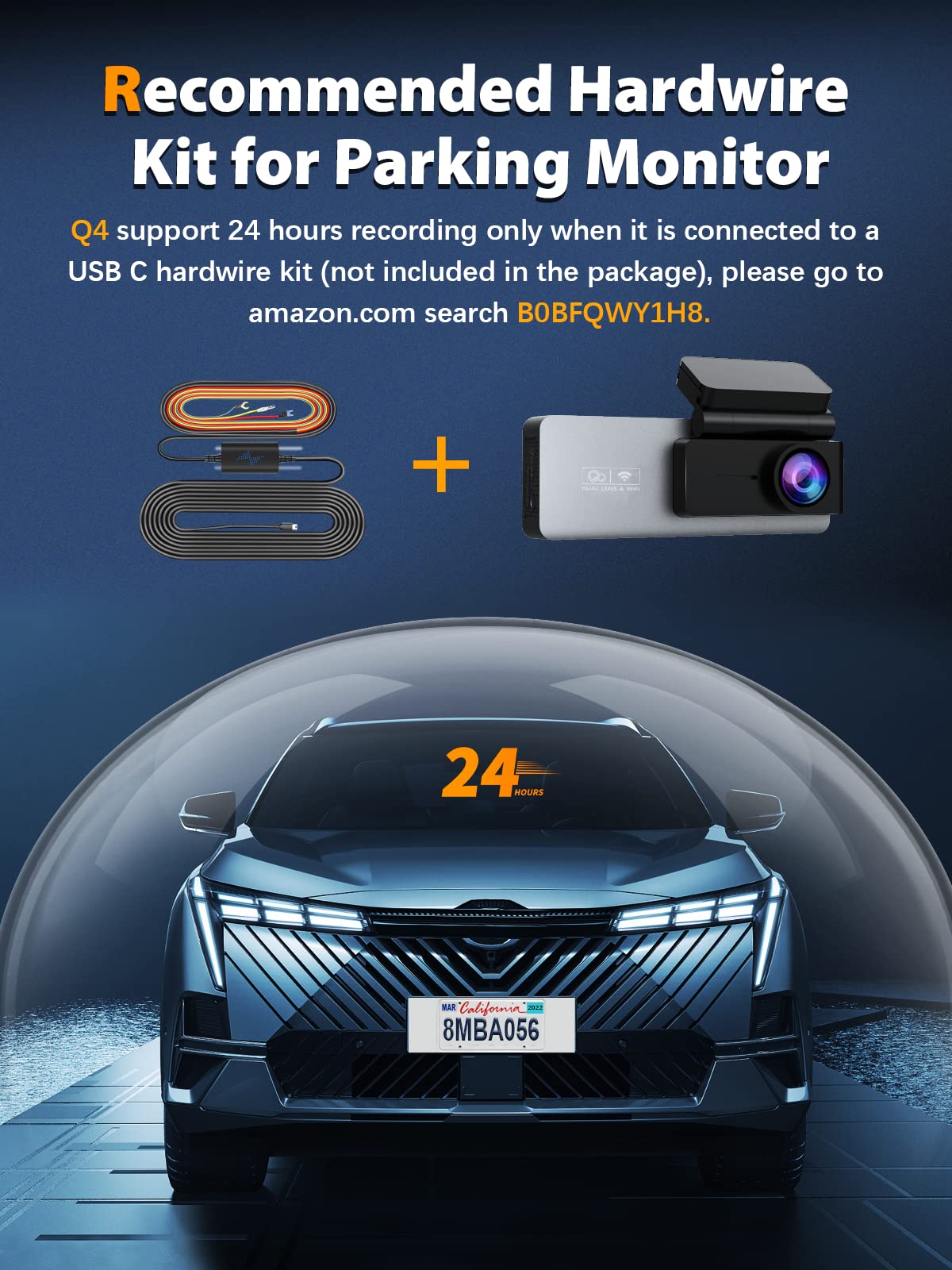 Dash Cam Front and Rear 2K+1080P, Free 64GB SD Card, Built-in WiFi, 4K Single Front Dash Camera for Cars, Car Camera, Dual Dashcams for Cars with Night Vision, 24 Hours Parking Monitor, Loop Recording